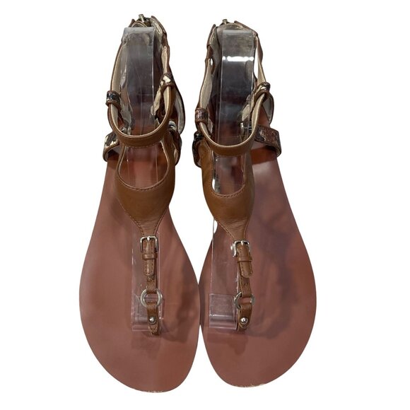 WHBM Aviva Gladiator Sandal Brown Snake size 8.5 Back Zip - Picture 3 of 11